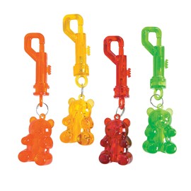 Fun Express Gummy Bear Shaped Key Chain Clips - Set of 12 - Party Favor and Apparel Accessories Multi