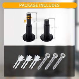 TOPTAKE Door Stoppers - Heavy-Duty Adjustable Stoppers for Bottom, Top, and Wall of Door – Anti Break-in 304 Stainless Steel Door Stops with Rubber Buffers(Black)