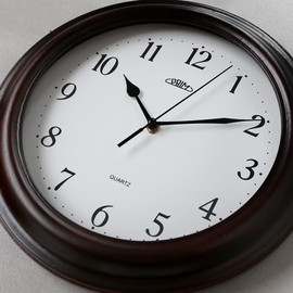 PRIM Dark Wood Wall Clock - 29 cm Analogue Wall Clock Made of Wood Traditional Wooden Clock with Arabic Numerals Small / Normal