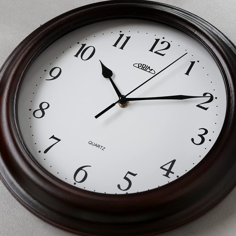 PRIM Dark Wood Wall Clock - 29 cm Analogue Wall