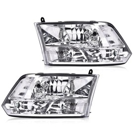 GRAND ORANGE Headlights Assembly Compatible with 2009-2012 Dodge Ram 1500 2500 3500 Clear lens Chrome Housing CH2519135 CH2518135 CH2503217 CH2502217