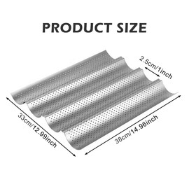 Parthan 4 Bread Baguette Baking Moulds, Silver, Non-Stick Baking Mould for Perfect Baguettes, Baguette Baking Accessories, Baguette Baking Mould for Home Made of Carbon Steel, 38 x 33 cm