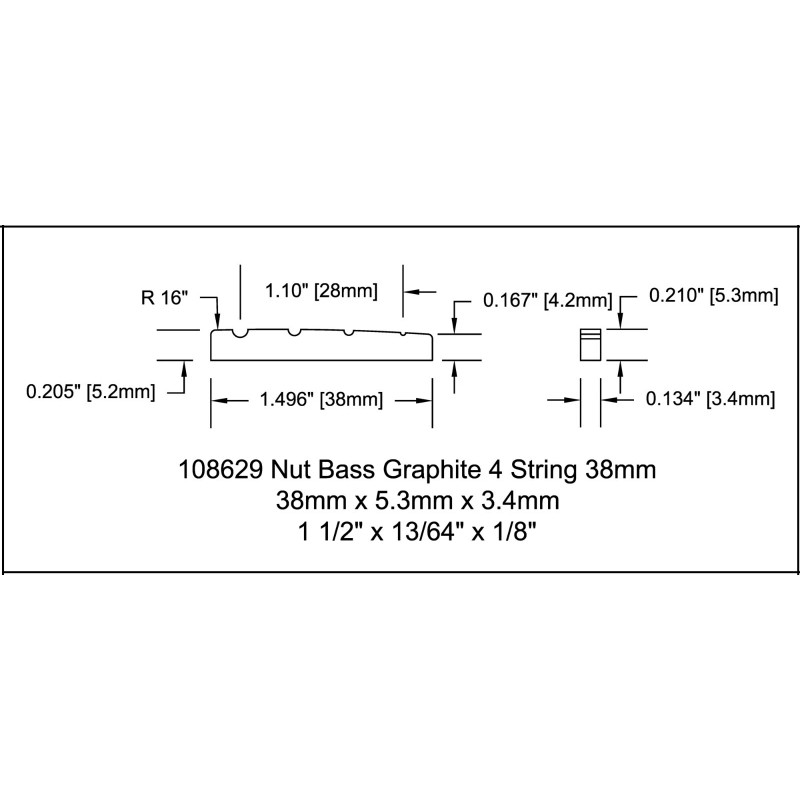 Bitterroot Nut Graphite 4 String Bass 38mm 1 1/2" Narrow