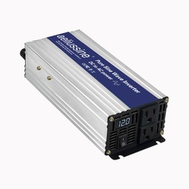 Aeliussine 1200W Pure Sine Wave Inverter-12V DC to 110V 120V AC Power Converter with 2 AC Outlets, 12 Volt Power Inverter for Truck, Rv, Camping, Home, Emergency Power