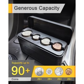TRIZEPSSEIL Coin Holder for Car, Large Capacity Change Holder for Car Coin Organizer with Durable Design, Compatible with All Car Accessories(2 Packs)