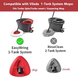 2025 Version Microfiber Mop Refill Compatible with Viledar EasyWring&Clean/Turbo Smart/Turbo Spin 1 Tank Mops Replacement, 2 Gray Flat Mop Pads+1Gray Connector Base+2Red String Mop Heads +1 Spin Base