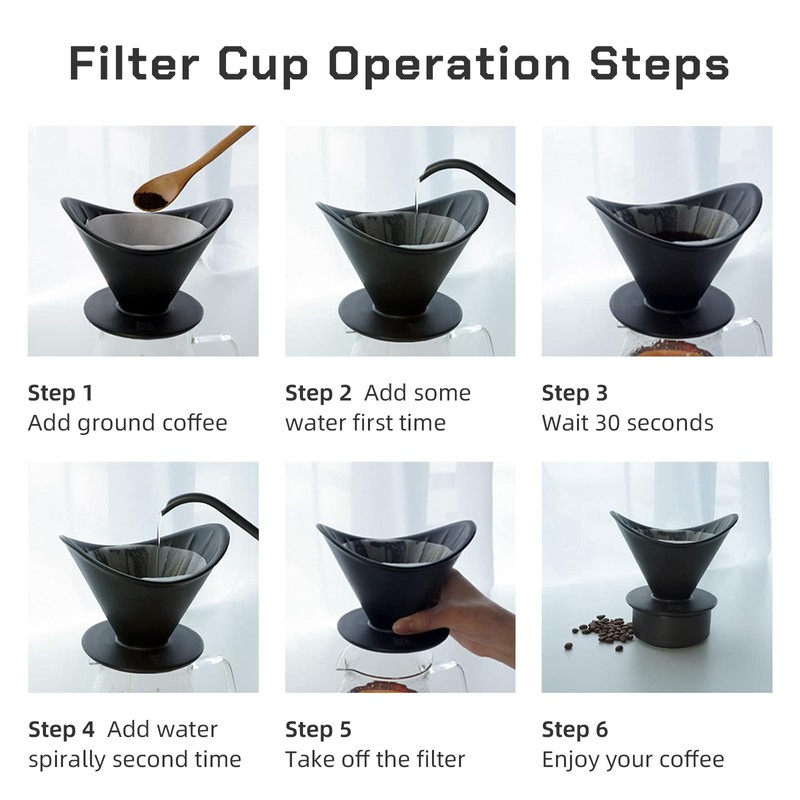 MAVO Coffee Dripper, Pour Over Ceramic Coffee Dripper with Tray,