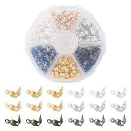 480 Pcs Iron Open Bead Tips Knot Covers Open Bead Ends Tips Metal Clamshell Crimp Fold-Over Calotte Ends Caps for Women Men Jewelry Making