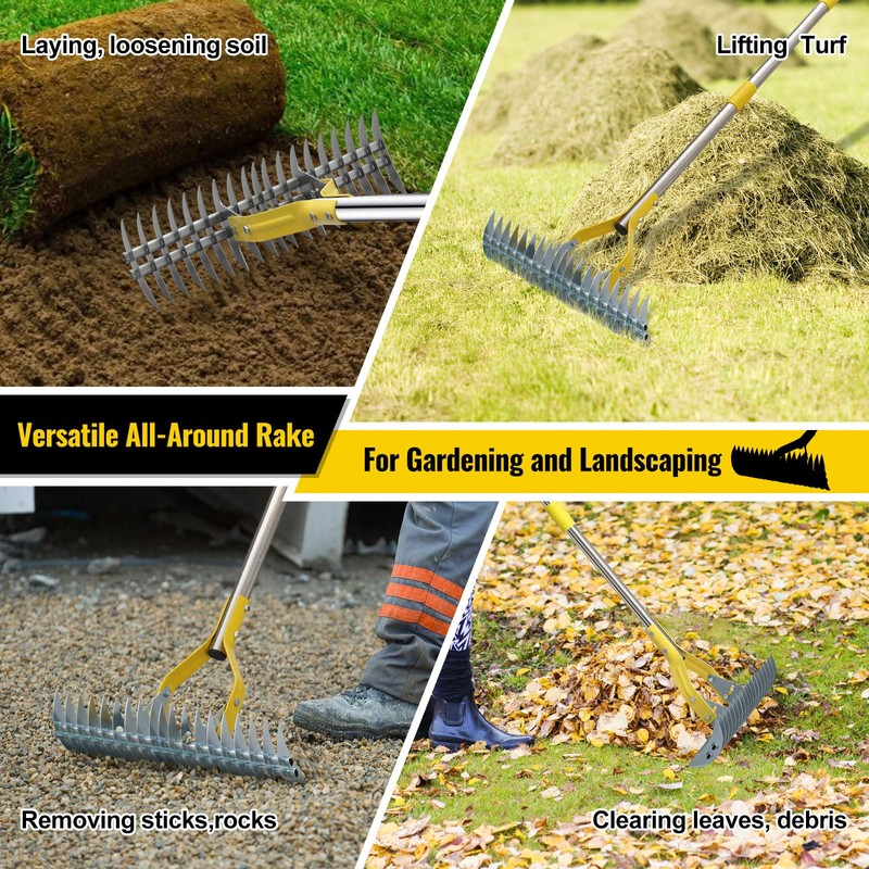 Garden Leaf Rake: Dual Function Thatching Rake for Lawn Dead