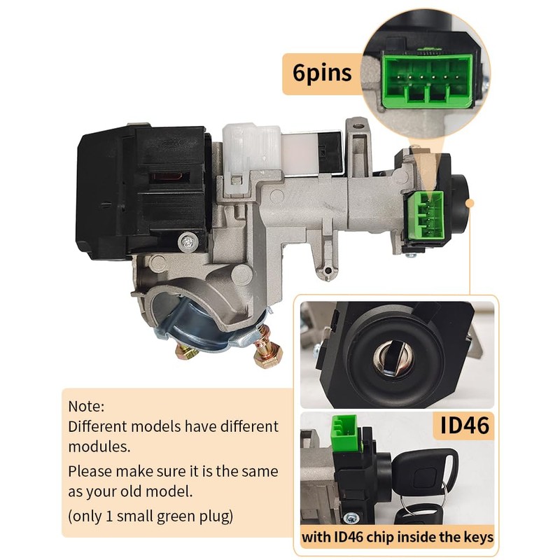 Ignition Switch Lock Cylinder Assembly with 2 Keys Compatible with