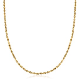 PORI JEWELERS 10K Yellow Gold 2MM Diamond Cut Rope Chain Necklace Unisex Sizes 16"-30" - (Yellow 2MM, 16")