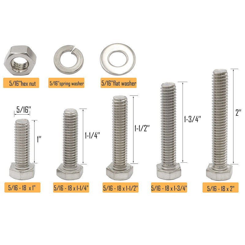 LBY- 110Pcs 5 16 18 — 1~2 Hex Bolts Nuts