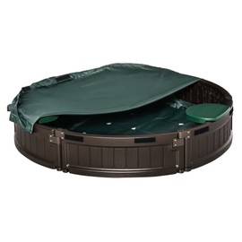 Outsunny Kids Outdoor Sandbox with Cover Garden Bed, Easy Assembly Children's Play Station for Backyard, Brown, 48.5" x 48.5" x 8.75"