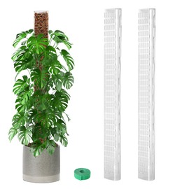 EOX 2 Pcs 36 Inch Plastic Moss Pole for Monstera, Large D Shaped Poles for Climbing Plants Work with Sphagnum Moss, 70 Inch Plant Stake Set of 2, Garden Ties