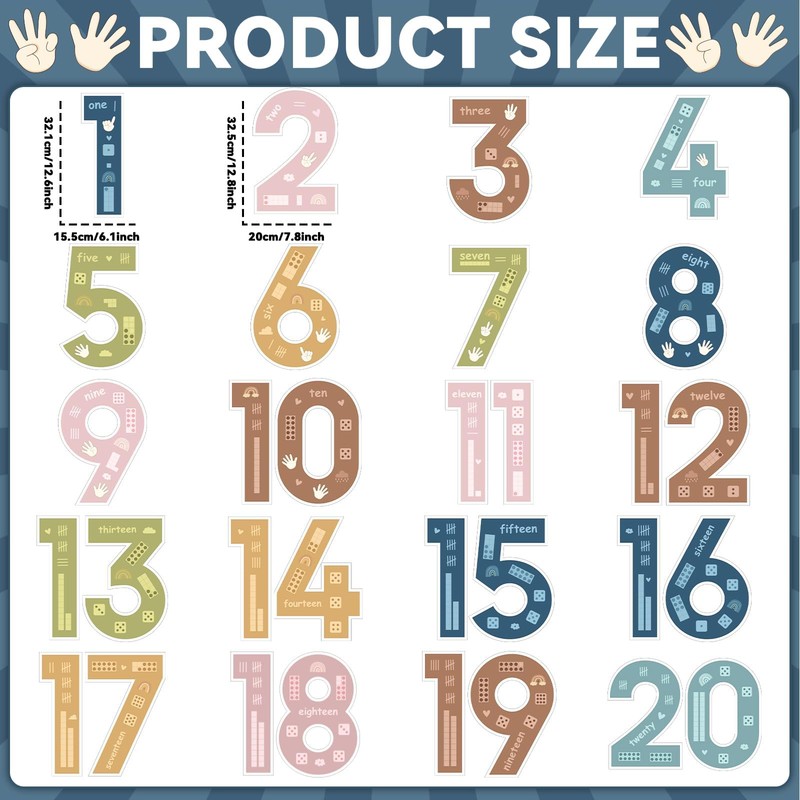 20Pcs 13In Boho Jumbo Numbers Bulletin Board Set Boho Rainbow