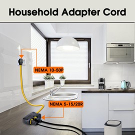 50Amp to 20Amp 110V Adapter, Compatible with NEMA 10-50P to 4X 5-20R/15R with 20 Amp Circuit Breaker, 220/250V Electrical Stove/Range/Oven Male Plug Gas 110/125V Power Convert Adapter(3 FT)