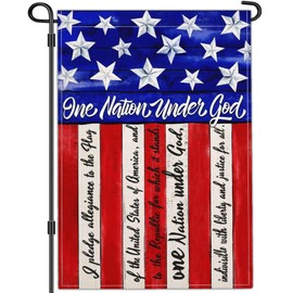 Shuitouk One Nation Under God 4th of July Garden Flag Independence Memorial Day Patriotic Yard Garden Flags for Outside 12x18 Inch 3Ply Double Sided Outdoor House Holiday Decorations