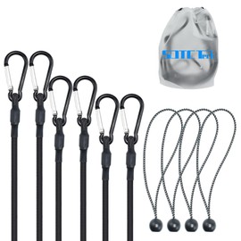 SDTC Tech 12" 18" 24" Mini Short Bungee Cords with Carabiner Hooks and 9 Inches Length Ball Bungee Elastic Tie Downs Straps Assortment Kit for Tent, Bike, Kayak, Luggage, Home Storage