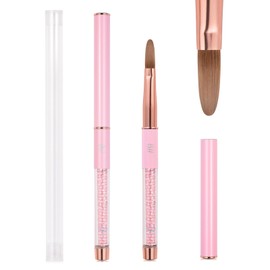 siyuwuro Kolinsky Hair Acrylic Nail Brush Oval Shaped Nail Art Brushes for Acrylic Application Pink Bead Handle Professional Salon Acrylic Nail Brush (Size 8)