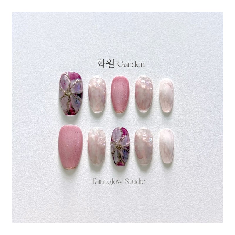 [Hwawon Garden] Handmade nail tips - Almond / [화원 Garden]