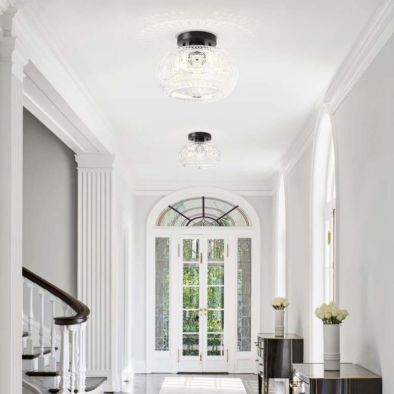 OYKYOHEI Semi Flush Mount Ceiling Light, Globe Glass Ceiling Light