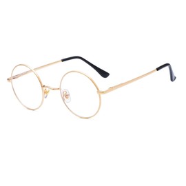 LJCZKA Round Blue Light Blocking Glasses for Men Women Classic Anti Blue Light Glasses Metal Frame Computer Glasses (Gold)