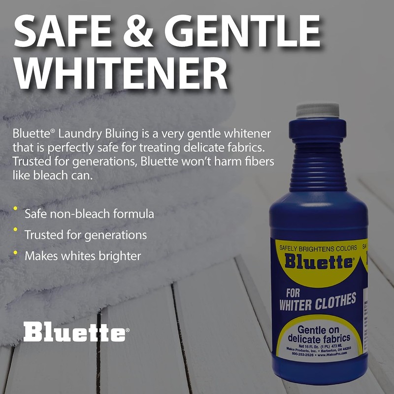 Bluette Laundry Bluing (2 Pack) - Laundry Detergent Whitener/Safe &