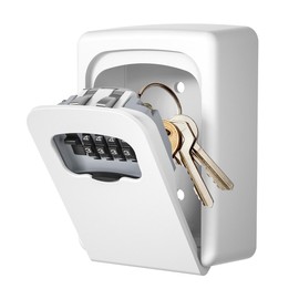 Fayleeko - Caja de bloqueo de llaves con montaje en pared, Fayleeko caja de bloqueo de combinación de 4 dígitos para exterior, llaves de...