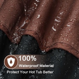 Pacok Square Hot Tub Cover, Waterproof 600D Oxford Fabric SPA Hot Tub Covers with Drawstring, Outdoor SPA Bath Pool Dust Cover with Air Vent, Brown+Black(220x220x85CM)