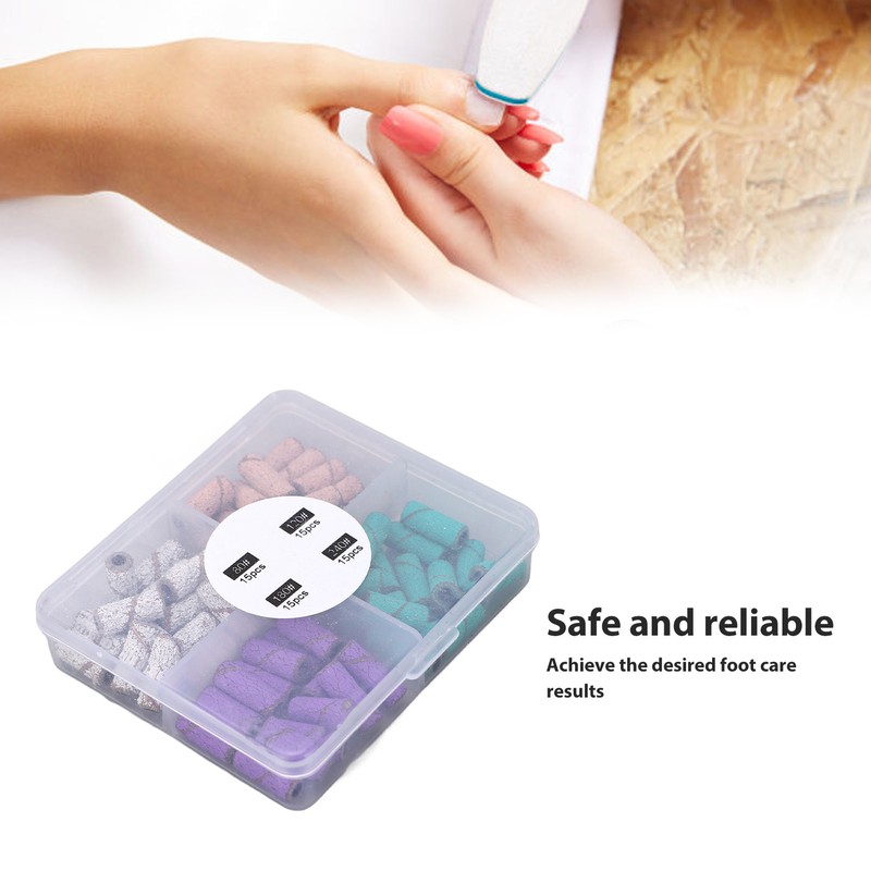 60pcs Nail Art Sanding Caps Dead Skin Removal Manicure Grinding