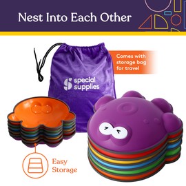 Special Supplies Stepping Stones for Kids - Set of 6 Octopus Balance Blocks - Indoor/Outdoor Play - Child Safe Rubber, Non-Slip Edging - Promotes Coordination, Balance, Strength