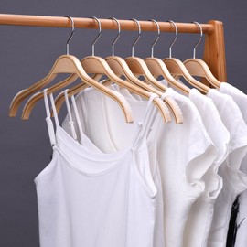 Sukkiri Homu Slim Wooden Hangers with Extra Soft Non-Slip Rubber Grips, 30-Pack No Shoulder Bump Coat Hanger for Sweater, Camisole, Jacket, Dress