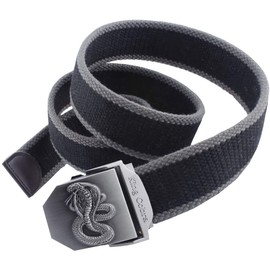 CHROME CRANE BLT055 Men's Braided Waist Belt, Python, Snake Buckle Design, Leather