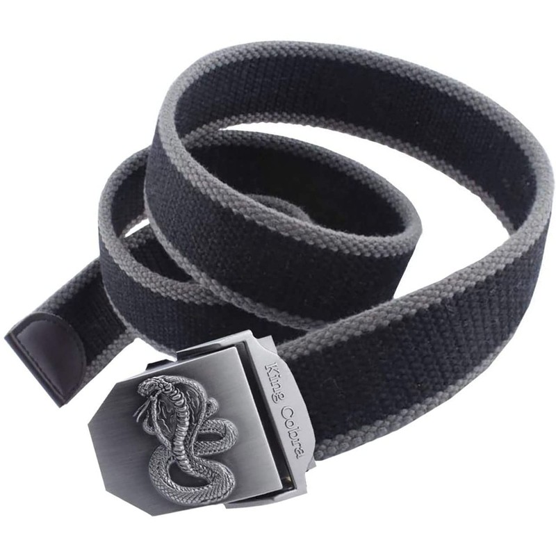 CHROME CRANE BLT055 Men's Braided Waist Belt, Python, Snake Buckle