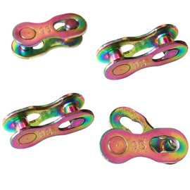 Hyamass 4 Pairs Bicycle Missing Link 9 Speed Chain Reusable Steel Bike Chain Link(Rainbow)