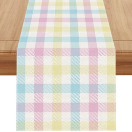 Buffalo Check Plaid Spring Table Runner Farmhouse Spring Summer Easter Home Kitchen Dining Room Table Decorations 13x72 Inch