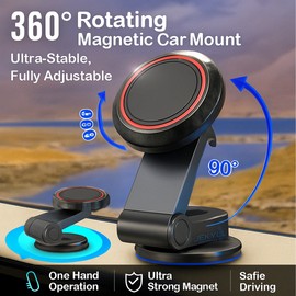 JKU Strong Magnetic Car Mount 360° Rotation Phone Holder Dashboard Windshield W/Plat