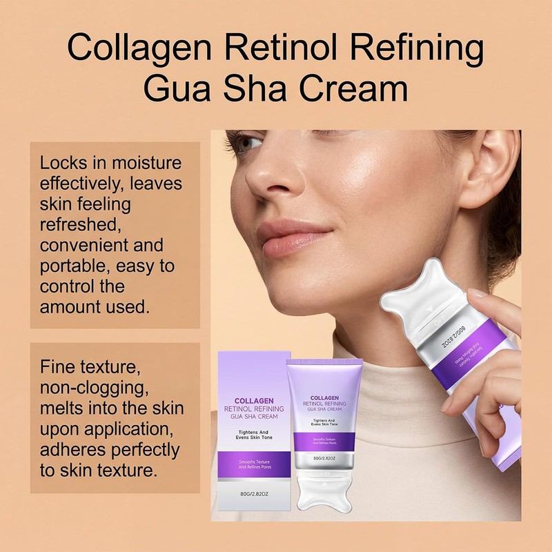 2PC Crema con Gua Sha, Colágeno y Retinol para Reafirmar