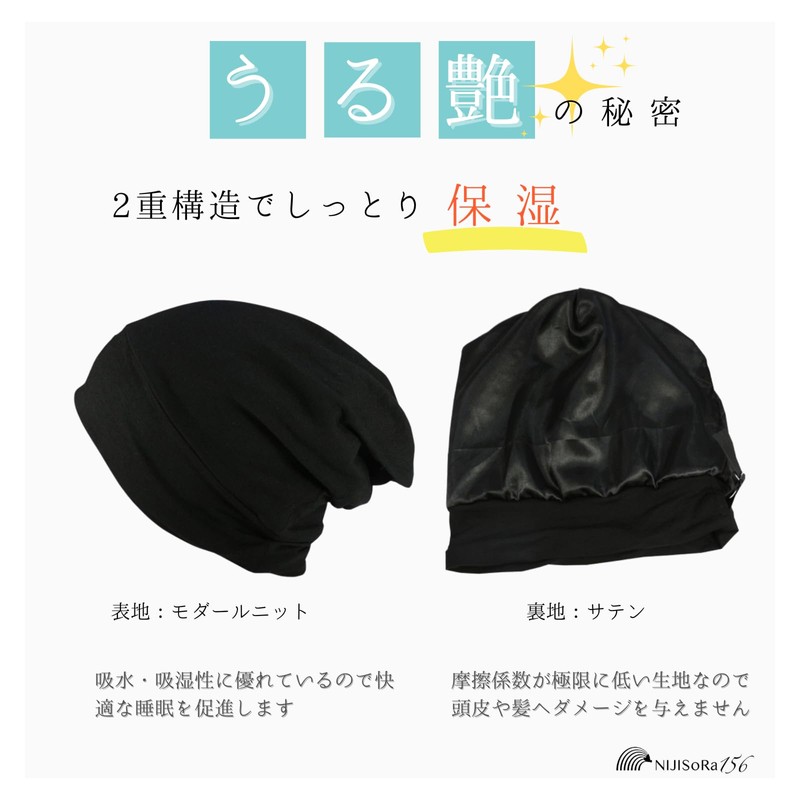 NIJISoRa156 Men's Nightcap for Sleeping, Black 2 Pack, M