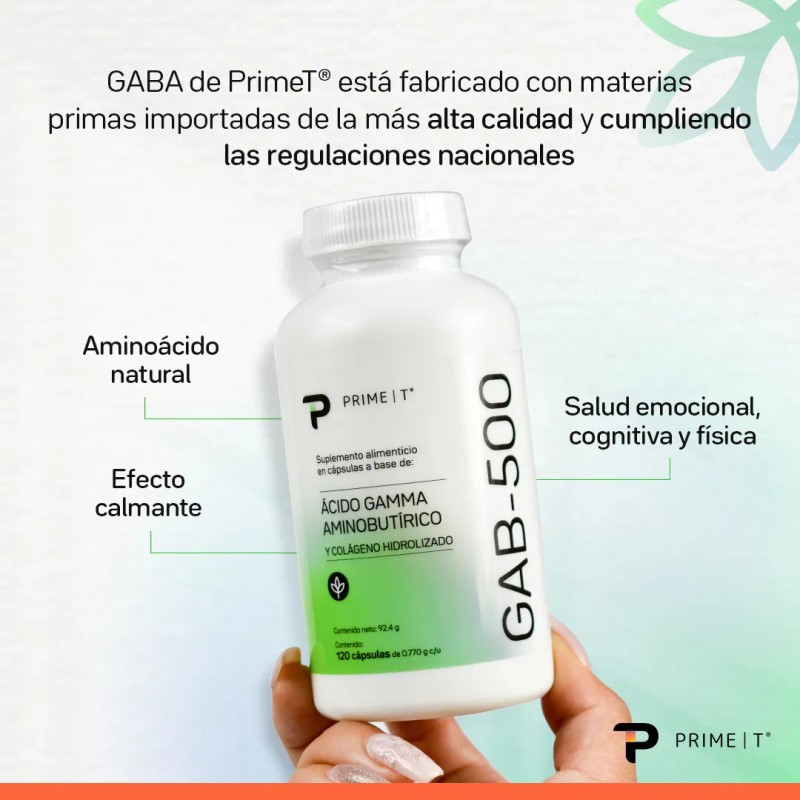 Gaba Primetech 500 Mg 120 Cápsulas De Ácido Gamma-aminobutírico un