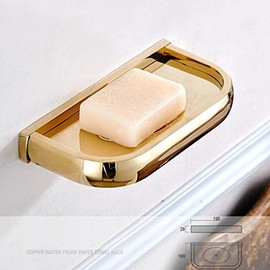 7trees accesorios para baño montado en la pared de latón macizo jabón titular cuarto de baño jabón plato estante ducha Accesorios Jabón Titular, revestimiento dorado, 1