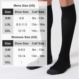 CelerSport 3 Pairs Compression Socks for Men and Women 20-30 mmHg Running Support Socks, Black (3 Pack), Large/X-Large