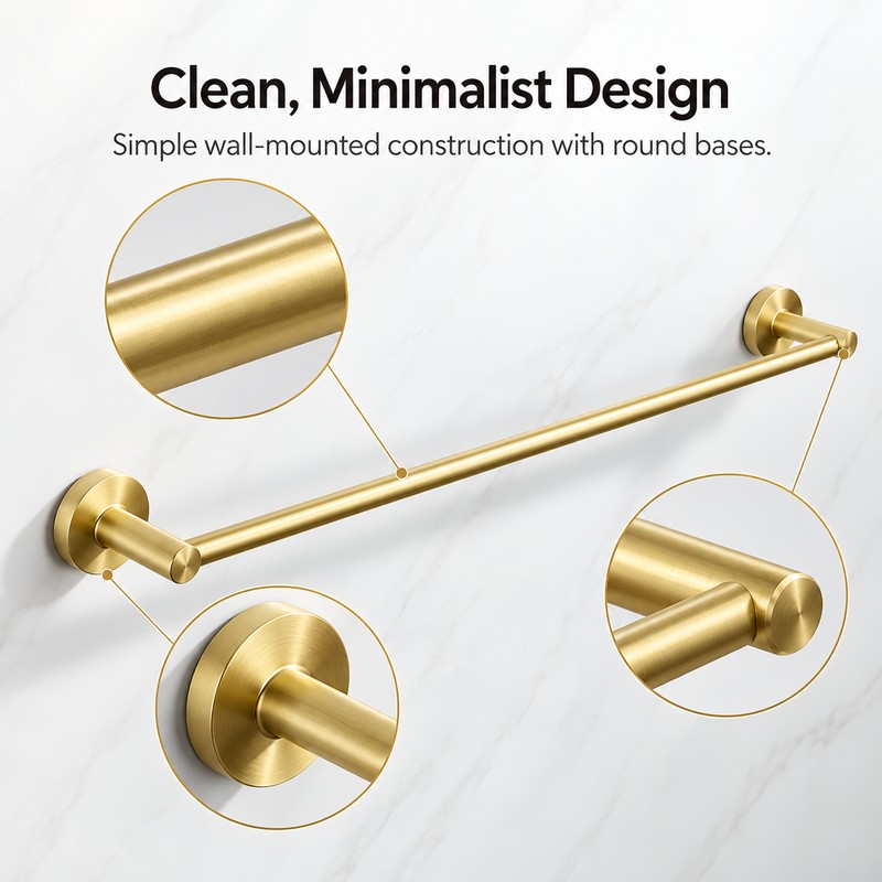 Brushed Gold Bathroom Towel Bar for Wall-Mounted Towel Storage –