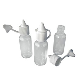 SHC Web 3 x 15ml Clear Plastic Dropper Bottle - Hinged White Cap - Empty/Refillable - Ink/Dyes/Mixing/Paint/Glue/Oil/Samples