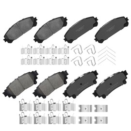 YxpBrake Front Rear Ceramic Brake Pads with Hardware Fit for Toyota Highlander 2014 2015 2016 2017 2018 2019, Sienna 2011-2020, Lexus RX350, RX450h 2010 2011 2012 2013 2014 2015