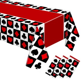 Hosuly 3 Pcs Casino Theme Party Decorations Poker Tablecloth Poker Plastic Disposable Table Cover Casino Theme Tablecloth for Game Birthday Playing Card Party Picnic Supplies, 51 x 108 Inch (Plaid)