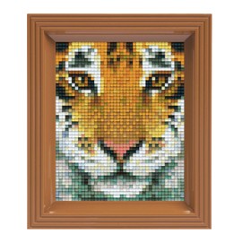 Pracht Creatives Hobby Pracht Creatives Hobby Pixel P31314 Mosaic Gift Box Tiger Pixel Picture with Frame, Easy Plug-In System, No Ironing or Gluing, Organic Plastic Stones