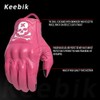 Keebik Goatskin Leather Motorcycle Motorbike Powersports Racing Gloves Reflective Skull