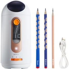 M&G Electric Pencil Sharpener for Colored Pencils, Astronaut Auto in/Out & Rechargeable, USB/Battery Operated for 6.5-11mm Pencils, Auto Stop, Home Classroom Office (White)