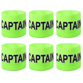 YELARXI Soccer Captain, Soccer Captain Armband Elastic Adjustable Leader Armband Team Sport Protective Arm Badge Band for Adult Youth Football Volleyball Training (6 Pack, Bright Green)